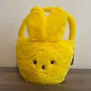 Peeps Bunny Plush Easter Egg Basket 10.5” Yellow